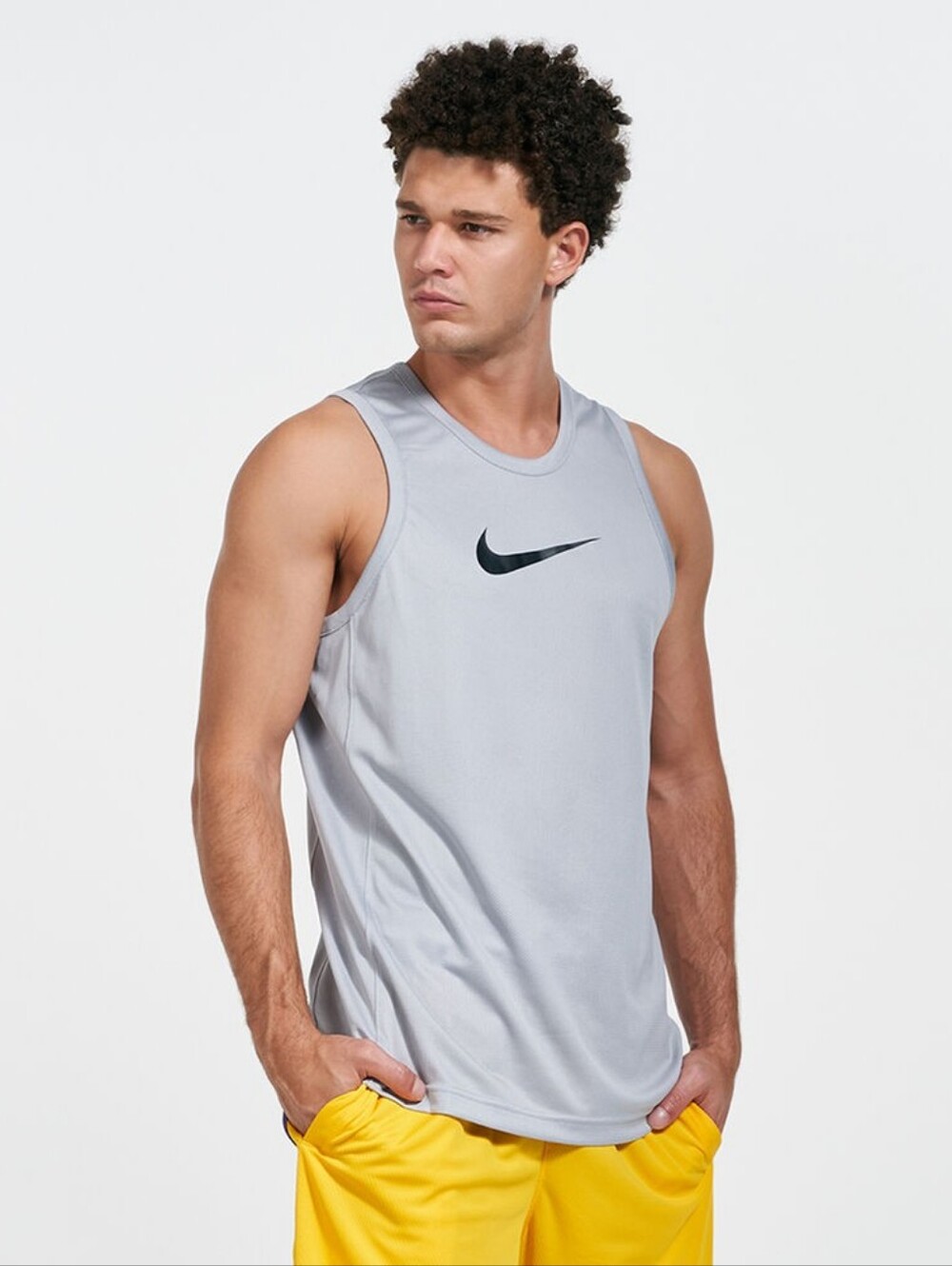 Nike Mesh Dri-FIT Training Basketball Tank Top Sleveless Gray Sz S